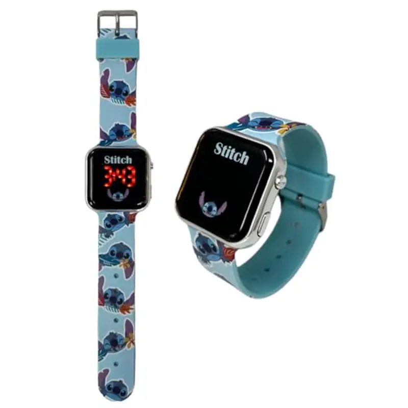 Orologio da polso digitale Stitch Disney per bambini con schermo quadrante a led e cinturino in silicone