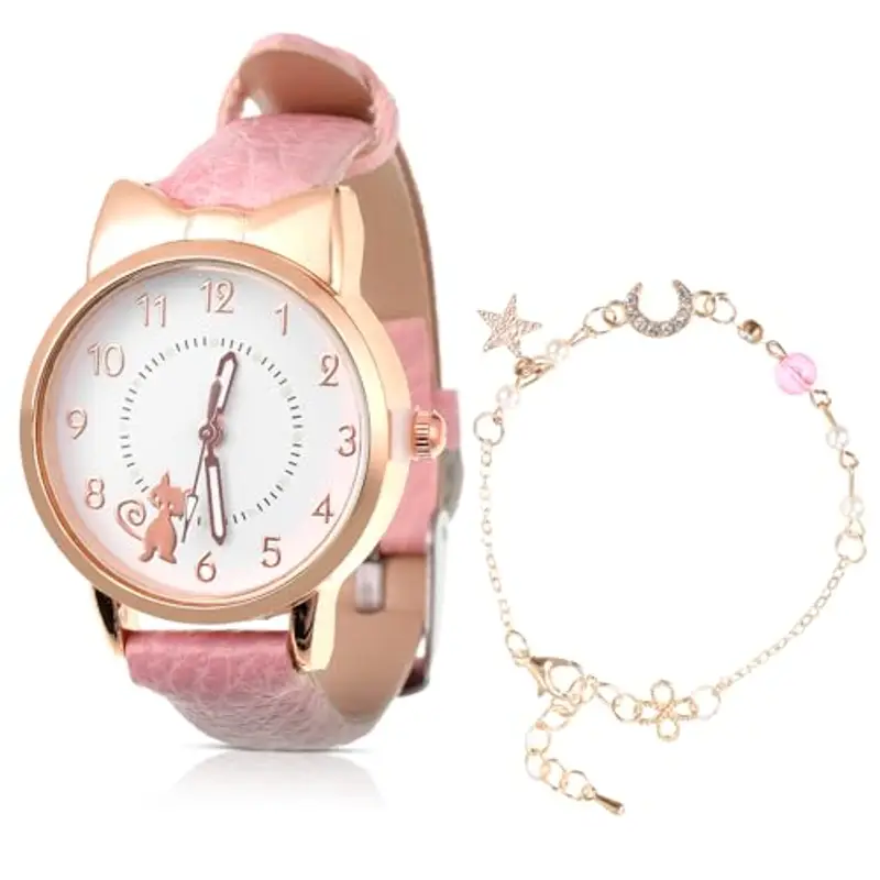 Orologio da polso per bambini, bel motivo gatto, orologio da polso al quarzo per ragazze, studenti, orologio da polso per bambini, orologio da polso alla moda, facile da leggere, orologio da polso