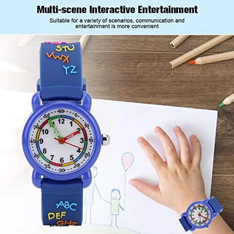 Orologio da polso per bambini con motivo a lettere, impermeabile, in poliuretano, per bambini dai 3 ai 12 anni miniatura 3