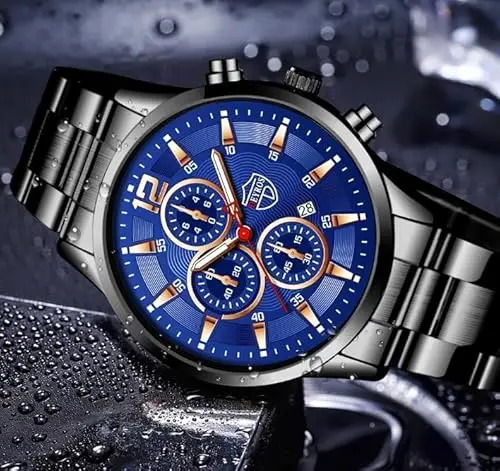 Orologio da uomo in acciaio inossidabile alla moda, personalità, quadrante grande con calendario, orologio al quarzo miniatura 2