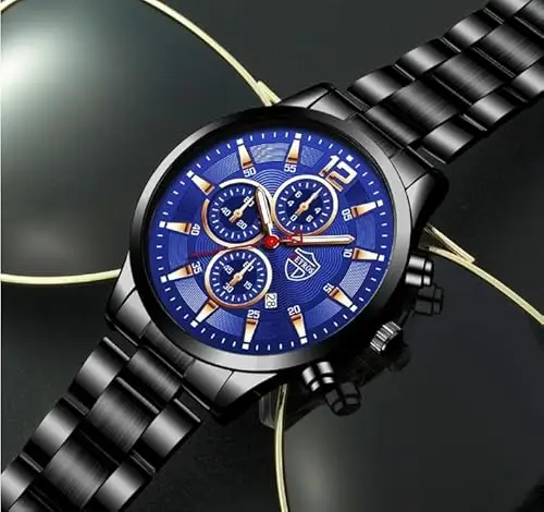 Orologio da uomo in acciaio inossidabile alla moda, personalità, quadrante grande con calendario, orologio al quarzo miniatura 3