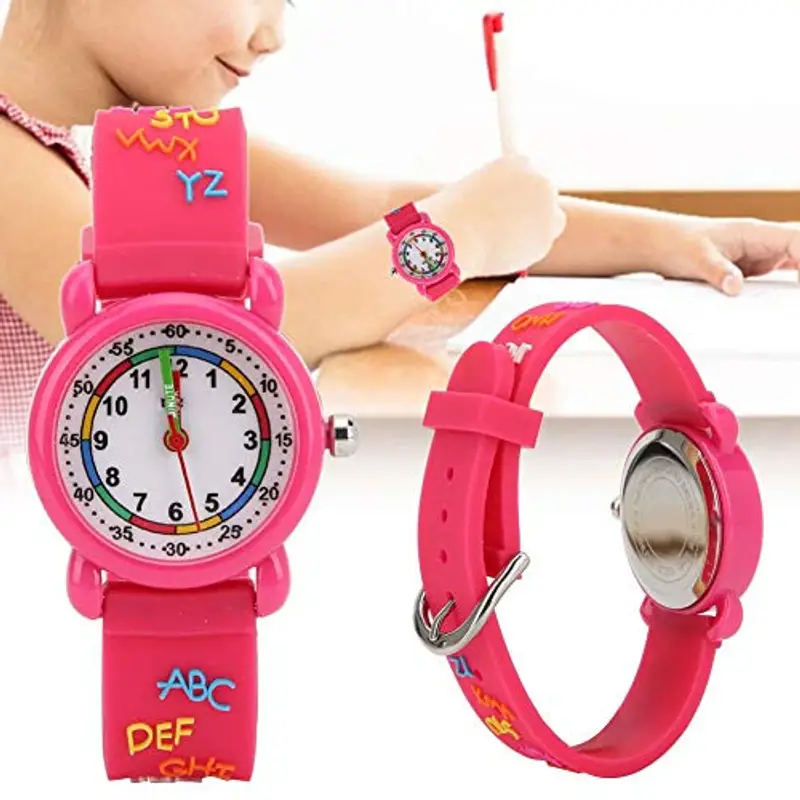 Orologio dei cartoni animati per bambini, modello lettera impermeabile bambini orologio da polso PU braccialetto miniatura 2