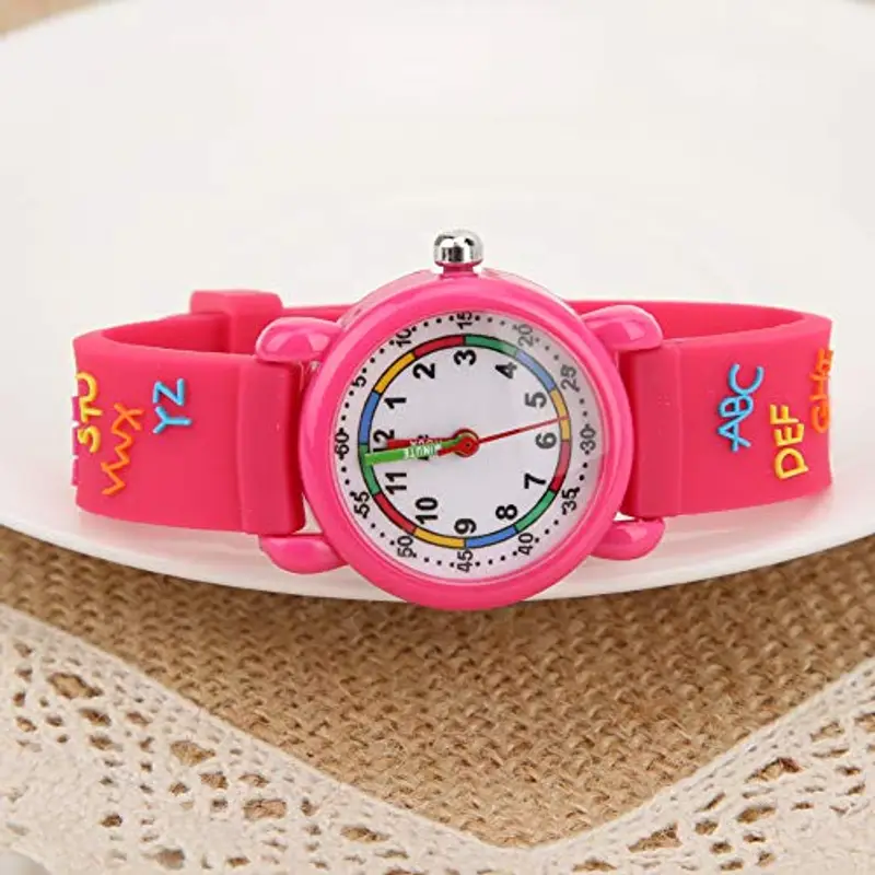 Orologio dei cartoni animati per bambini, modello lettera impermeabile bambini orologio da polso PU braccialetto miniatura 3
