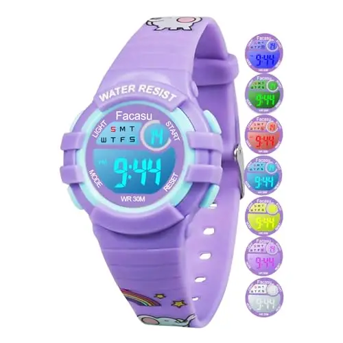 Orologio Digitale Bambini Bambine,Orologio Ragazzi Ragazze Sportivo per Esterni Impermeabile,Colorato con Luce e