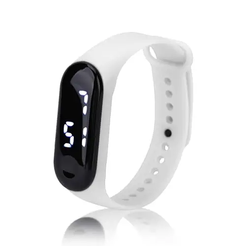 Orologio Digitale, Display a Luce Bianca a LED, Specchio in Plastica Movimento Elettronico Cinturino in Silicone