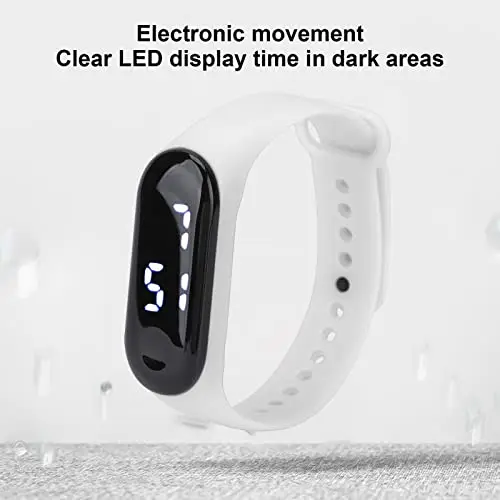 Orologio Digitale, Display a Luce Bianca a LED, Specchio in Plastica Movimento Elettronico Cinturino in Silicone miniatura 3