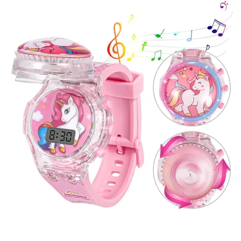 Orologio Digitale per Bambini Orologi Ragazza con 3D Cartone Animato Cinturino Cartoni 3D Retroilluminazione Elettronicamente Illuminato LED Musica Orologio,Visualizzazione Della Data e Dell'ora