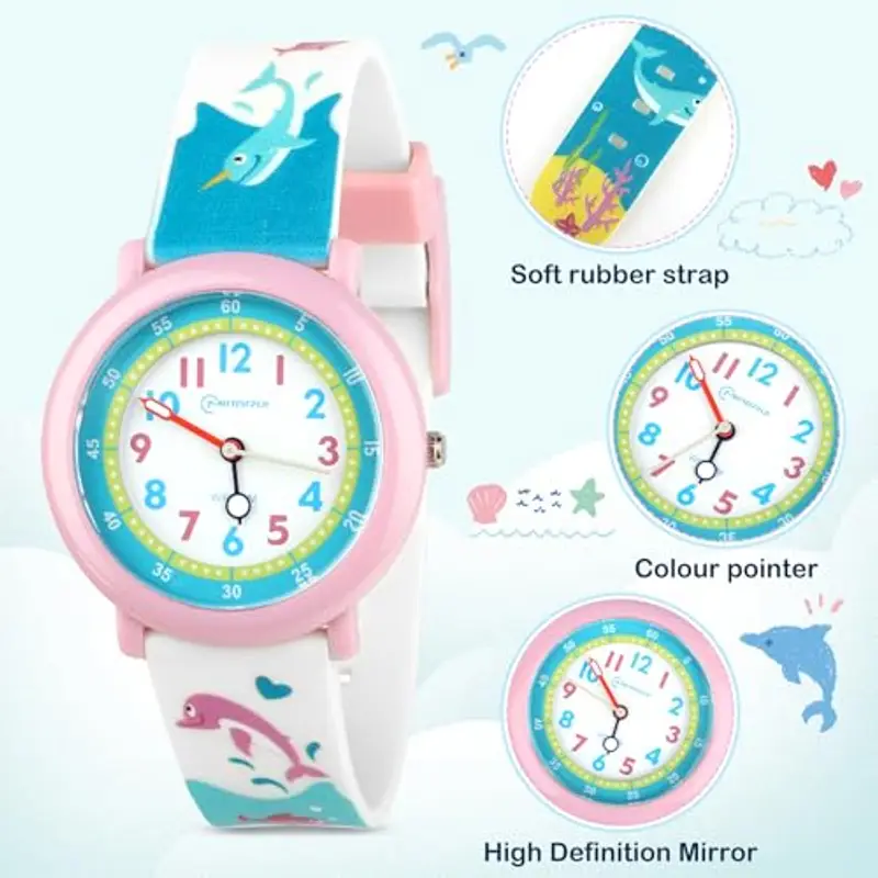 Orologio per bambini, impermeabile, per bambini, analogico, orologio digitale per bambini per età 3-10, orologio analogico al quarzo miniatura 3