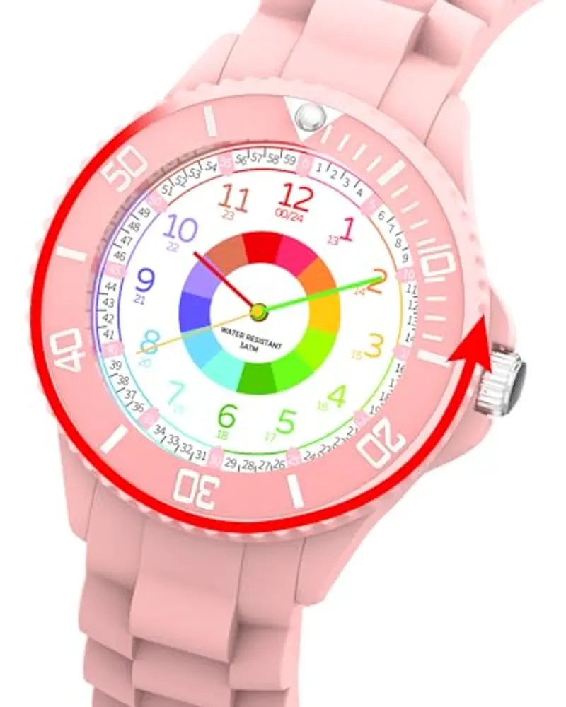 Orologio per bambini per ragazzi e ragazze, orologio da polso educativo per bambini, orologio analogico con lunetta miniatura 2