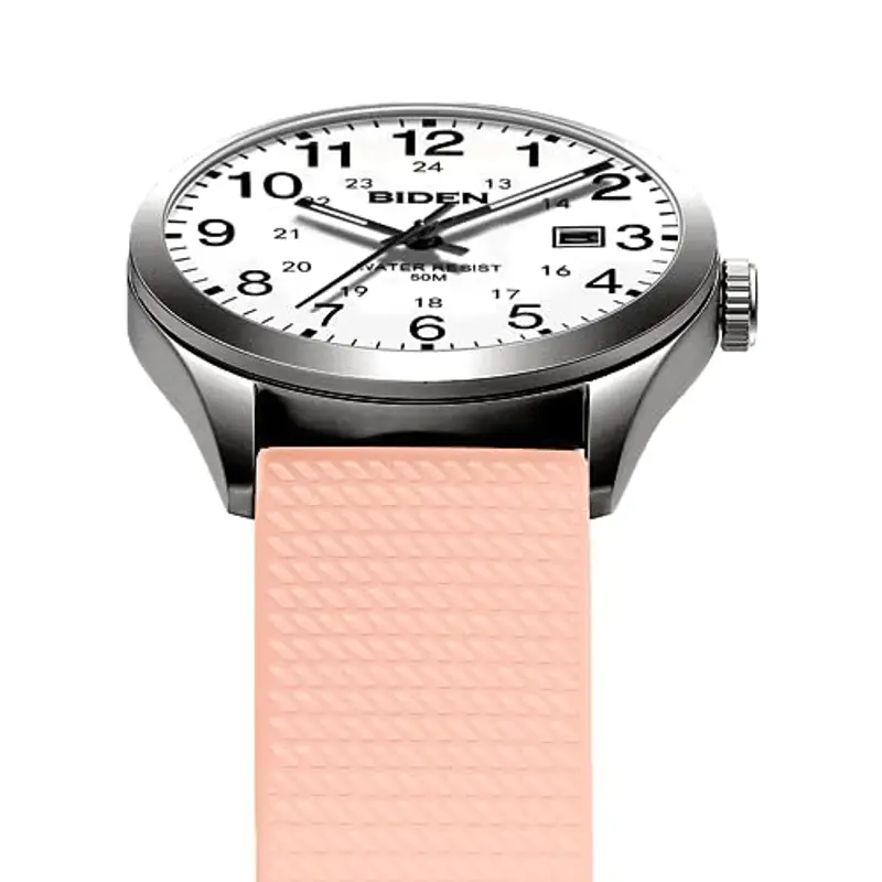 Orologio Uomo Orologio Analogico al Quarzo da Uomo Orologio Impermeabile 30M Orologio Polso da Uomo Casual da Uomo d'affari di Moda Con Cinturino in Silicone Luminoso Con Data (Argento Bianco Rosa) miniatura 3