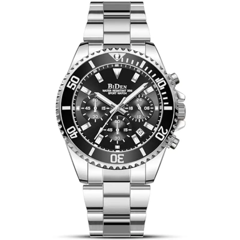 Orologio Uomo Orologio Militare Acciaio Cronografo Impermeabile Luminosi Design Orologi Quadrante Grande da Polso