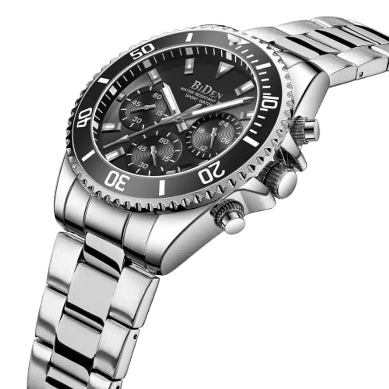 Orologio Uomo Orologio Militare Acciaio Cronografo Impermeabile Luminosi Design Orologi Quadrante Grande da Polso miniatura 2