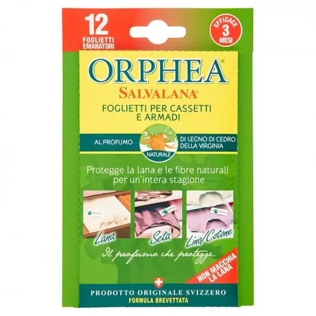 Orphea Salvalana Foglietti Per Cassetti E Armadi Al Profumo Di Legno Di Cedro Della Virginia 12 Pz