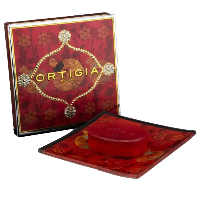 Melograno Piattino Vetro Con Sapone 40g