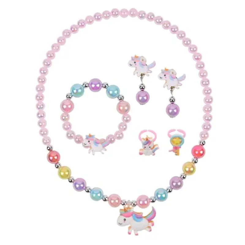 OSDUE 6 Pezzi Set di Gioielli a Unicorno, Bambina Della Principessa dei Set Gioielli Collana Braccialetto Orecchini