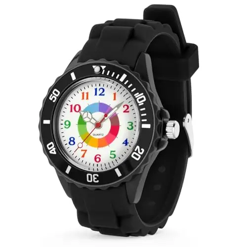 OSDUE Orologio Bambini,Orologio Educativo per Bambini,orologios resistente all'acqua da 30 metri,Quadrante Multicolore