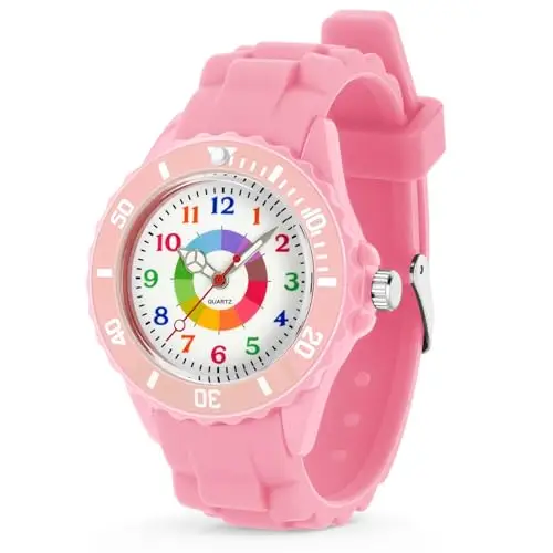 OSDUE Orologio Bambini,Orologio Educativo per Bambini,orologios resistente all'acqua da 30 metri,Quadrante Multicolore