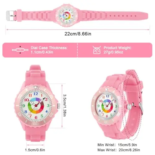 OSDUE Orologio Bambini, Orologio Educativo per Bambini, orologios resistente all'acqua da 30 metri, Quadrante Multicolore miniatura 2