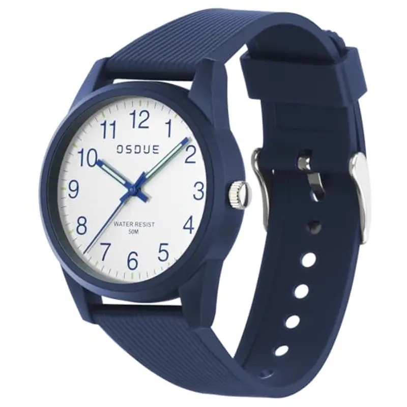 OSDUE Orologio Bambino, Impermeabile Orologio per Bambini Tempo Orologio da Polso Orologio Luminosi Educativo per Bambini Quarzo Orologio Lancette Delle Ore e Dei Minuti Per Ragazze Ragazzi 5-18 Blu