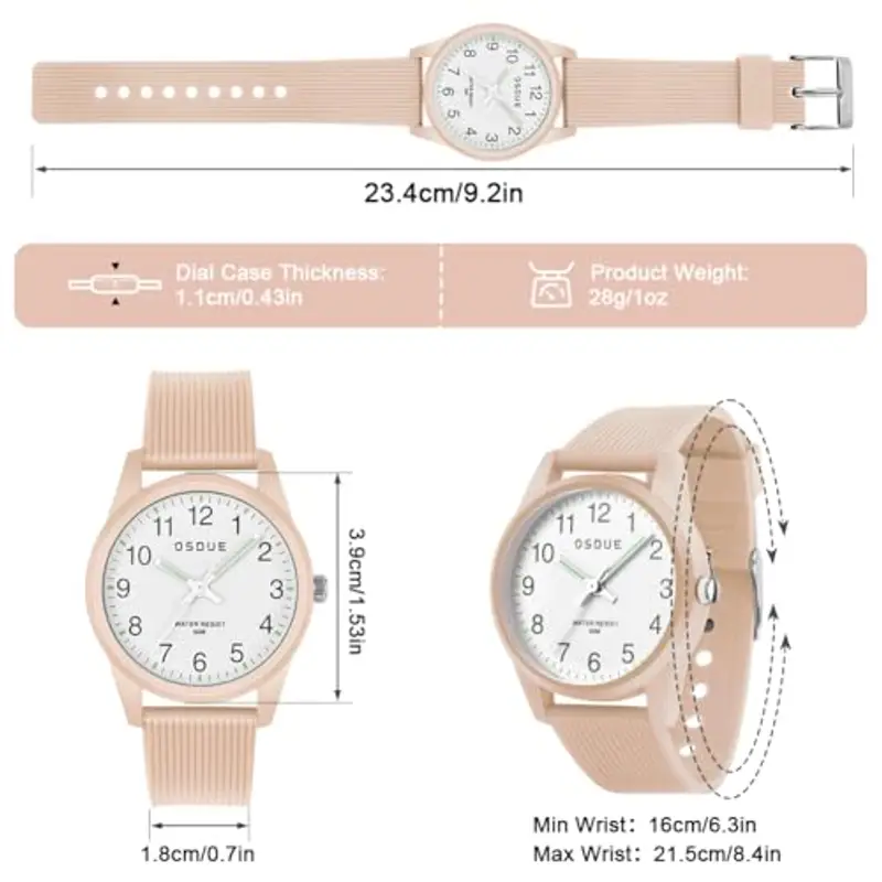 OSDUE Orologio Bambino, Impermeabile Orologio per Bambini Tempo Orologio da Polso Orologio Luminosi Educativo per Bambini Quarzo Orologio Lancette Delle Ore e Dei Minuti Per Ragazze Ragazzi 5-18 Rosa miniatura 2