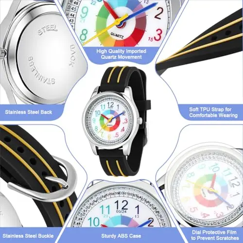 OSDUE Orologio per Bambino Bambini, Orologio Educativo con Lancette per ragazzi e ragazze, orologio resistente all'acqua miniatura 3