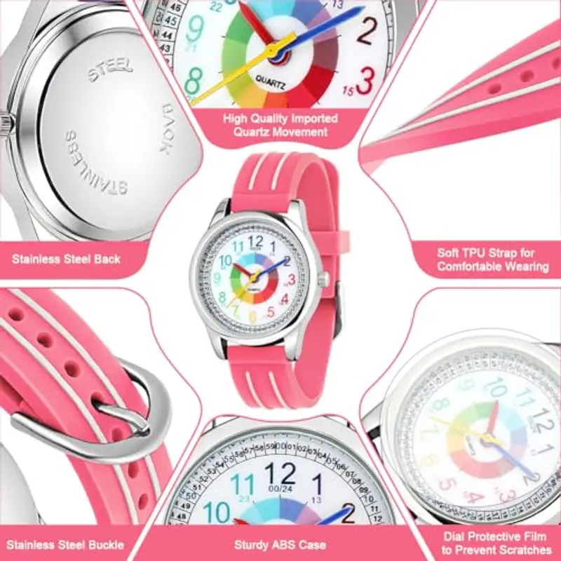 OSDUE Orologio per Bambino Bambini, Orologio Educativo con Lancette per ragazzi e ragazze, orologio resistente all'acqua miniatura 3