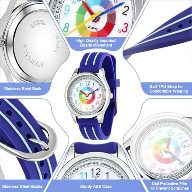 OSDUE Orologio per Bambino Bambini, Orologio Educativo con Lancette per ragazzi e ragazze, orologio resistente all'acqua miniatura 3