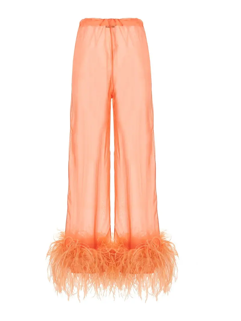 Pantaloni di seta piuma Rosa