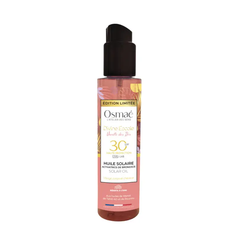 Osmaé l'Atelier des Sens - Divine Escale Vanille des Iles Olio Solare Attivatore di Abbronzatura SPF30 150mL