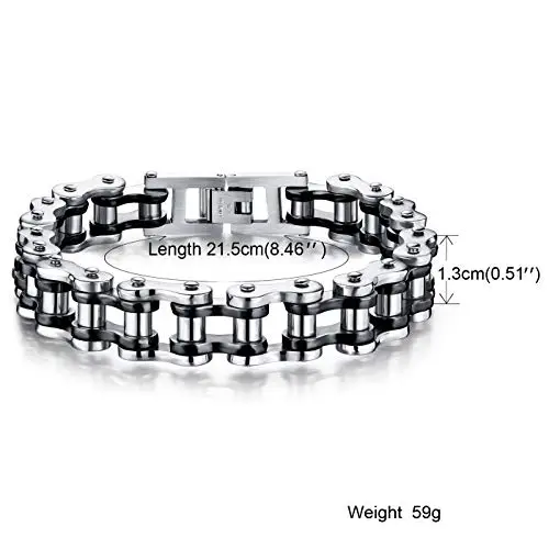 OSTAN Uomo Gioielli Acciaio Inossidabile Cinturino da Motociclista Bracciale Catena della Bicicletta Pesante miniatura 3