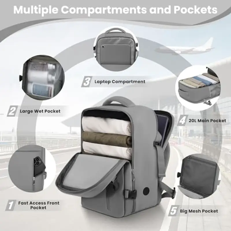 OTAHGK Zaino da viaggio Grigio 1918056 miniatura 3