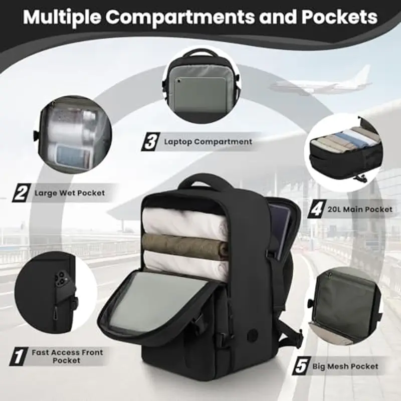 OTAHGK Zaino da viaggio Nero 1572626 miniatura 3