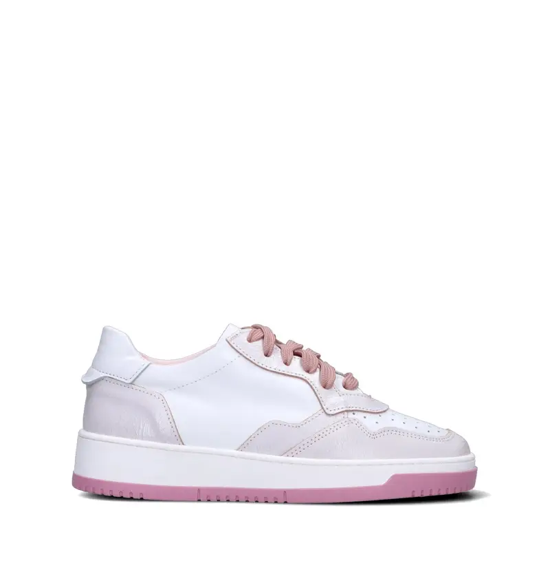 Sneaker donna bianca/rosa in pelle Vario
