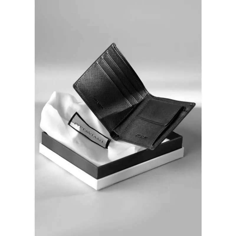Portafoglio In Vera Pelle Saffiano Nera - Ottaviani miniatura 2