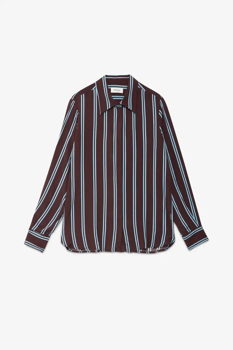 Camicia a righe bordeaux e azzurra