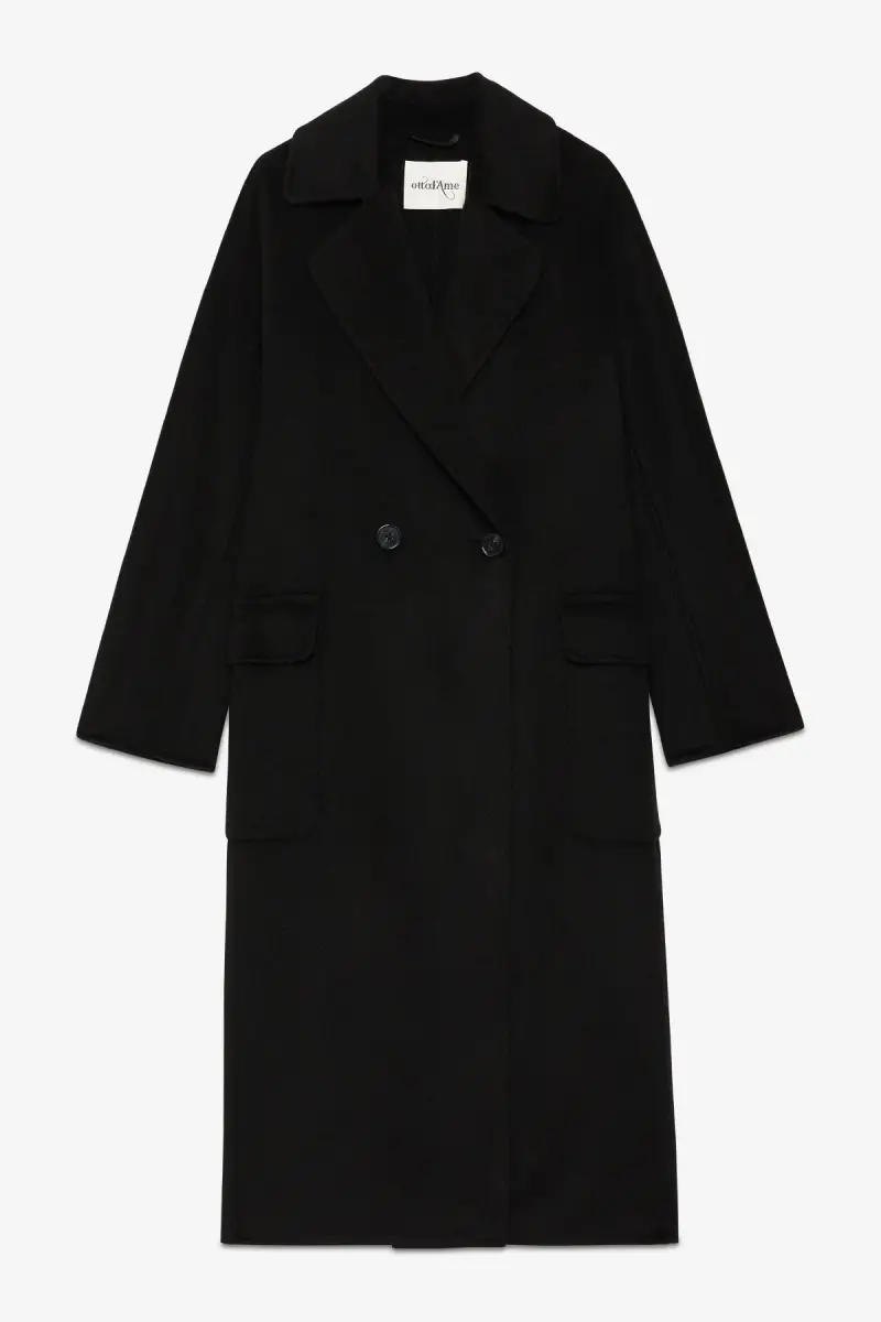 Cappotto lungo nero doppiopetto
