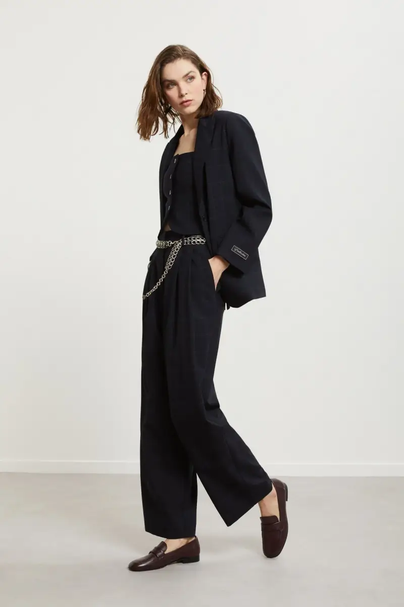 Giacca patchwork check blu miniatura 2