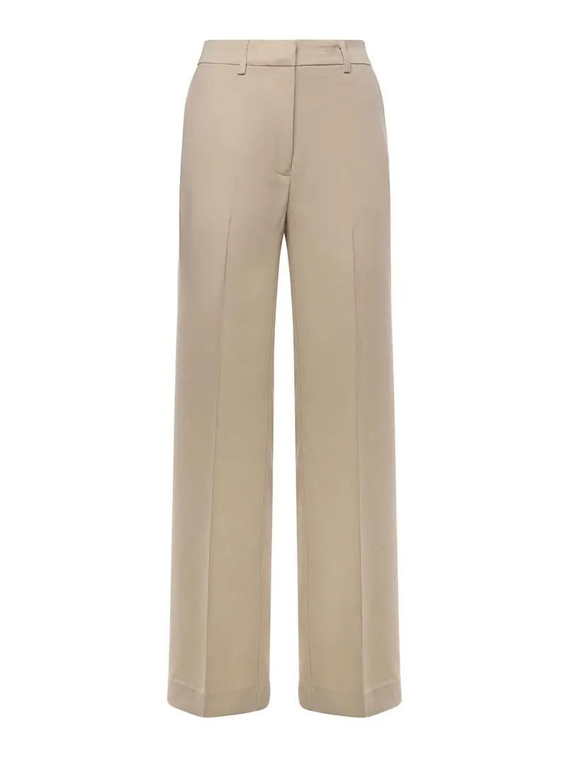 Pantaloni In Viscosa E Lana Beige