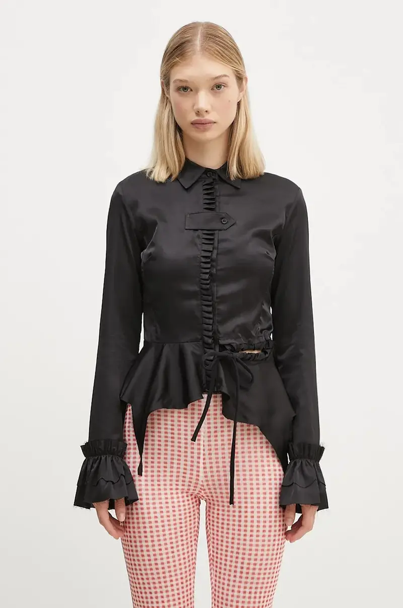 camicia Rouched Longsleeve Blouse donna colore nero 1110105921