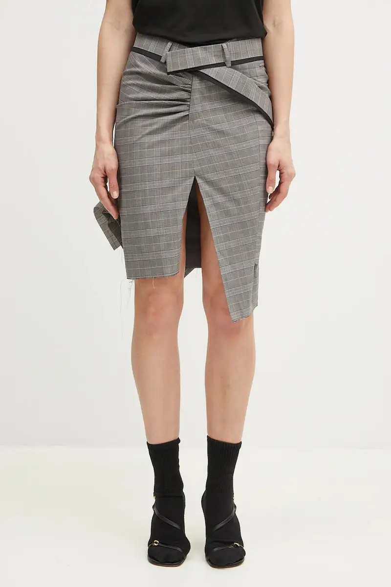 gonna con aggiunta di lana Drape Pencil colore grigio 123-300523-02