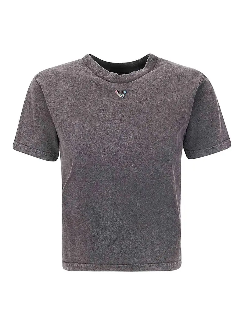 T-shirt aderente con trafori Nero