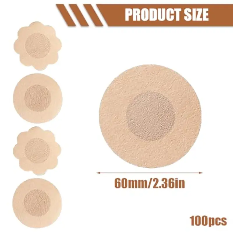OUDQFCJ 100 Pezzi Copricapezzoli Invisibili Autoadesivi Monouso per Donne, Copri Capezzoli Adesivi e Paracapezzoli, Nipple Cover Adesivi Monouso per Capezzoli da Donna (Fiore & Rotondo) miniatura 2