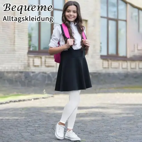 ouhos 3 collant da balletto da bambina, senza piede, opachi, bianchi, neri, estremamente resistenti, per bambini miniatura 2