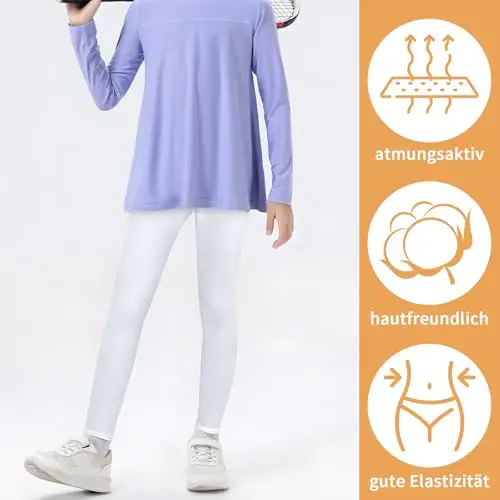 ouhos 3 collant da balletto da bambina, senza piede, opachi, bianchi, neri, estremamente resistenti, per bambini miniatura 3