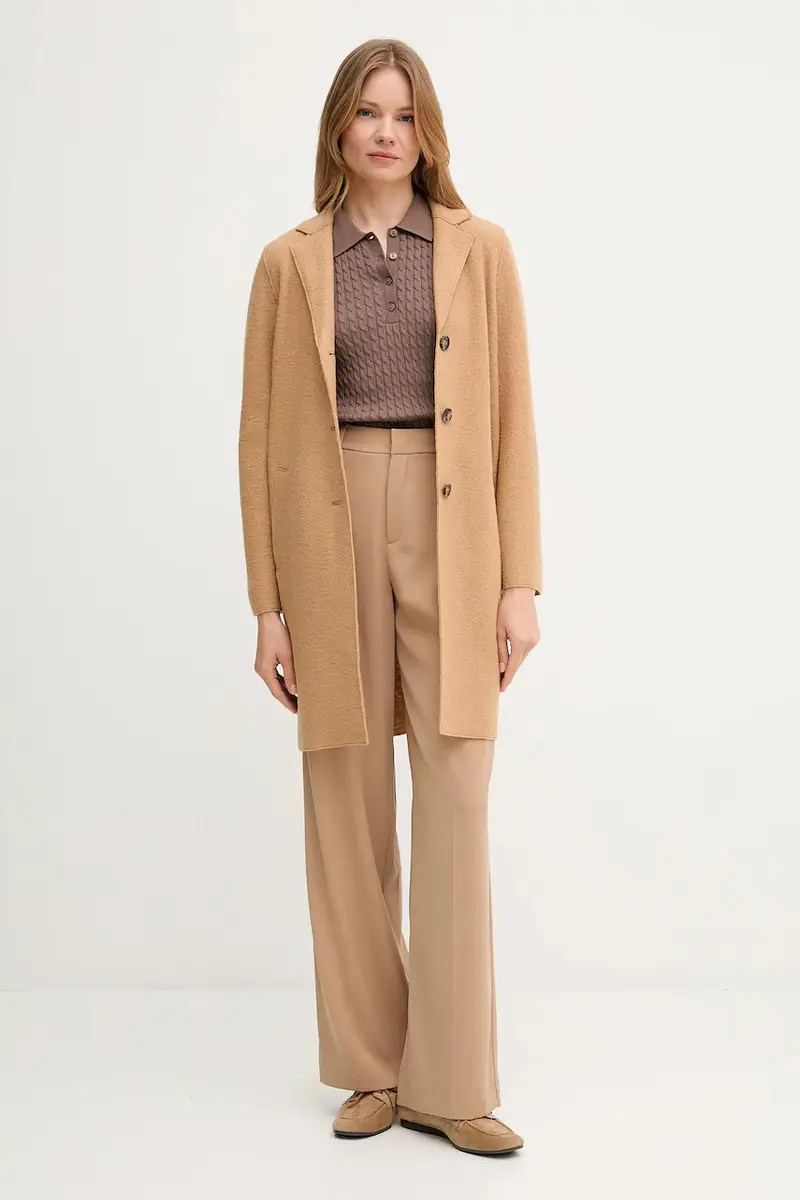 cappotto in lana colore marrone 79918 Beige miniatura 2