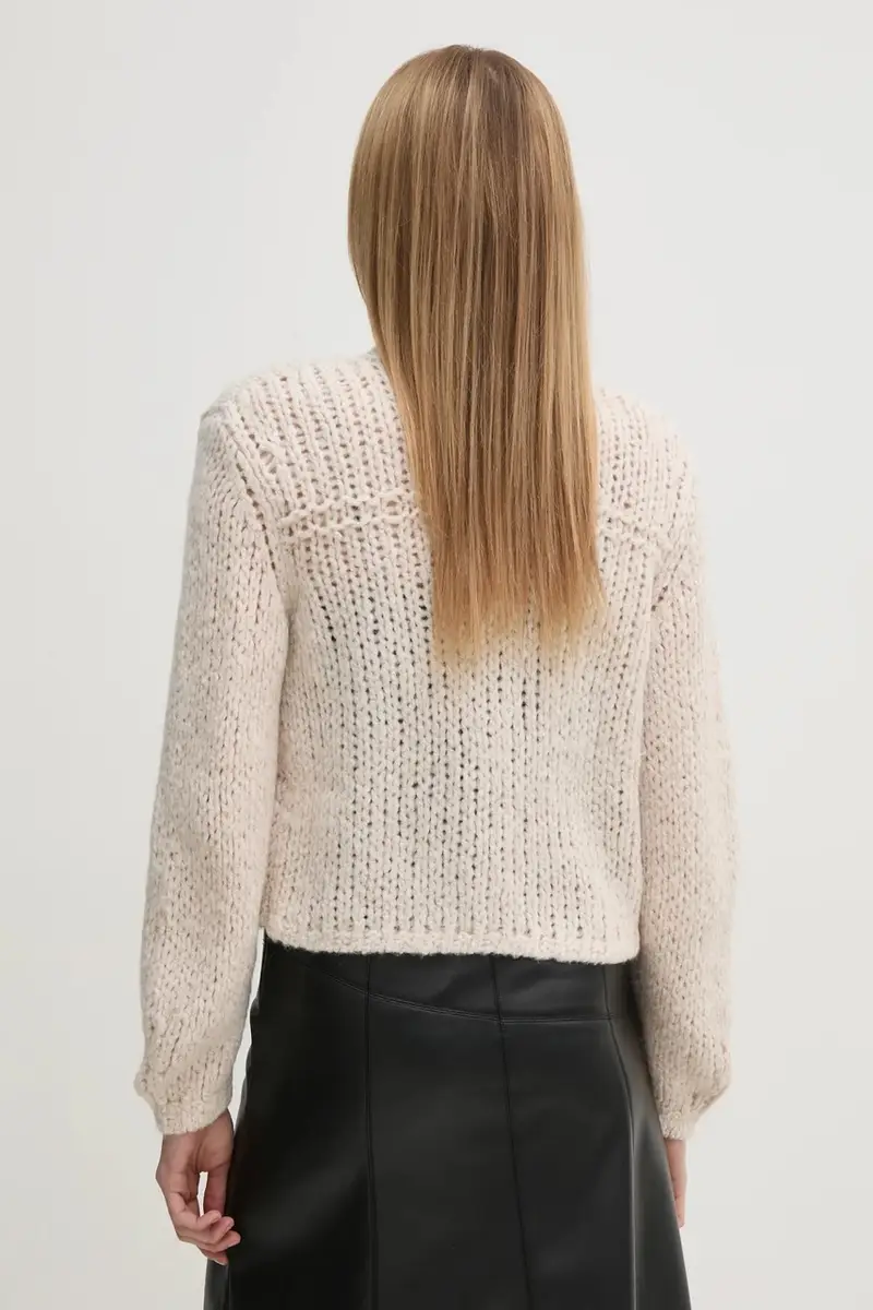 cardigan con aggiunta di lana colore beige 90614 miniatura 3