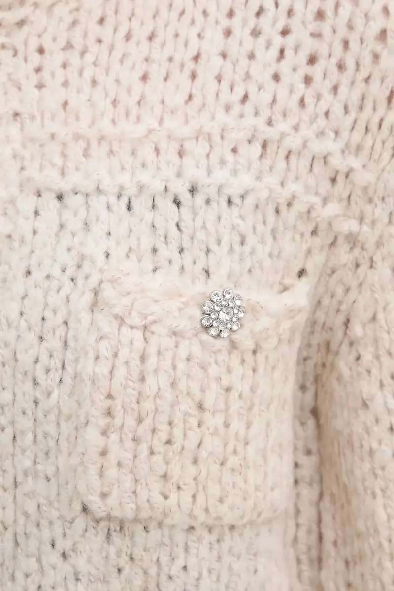 cardigan con aggiunta di lana colore beige 90614 miniatura 5