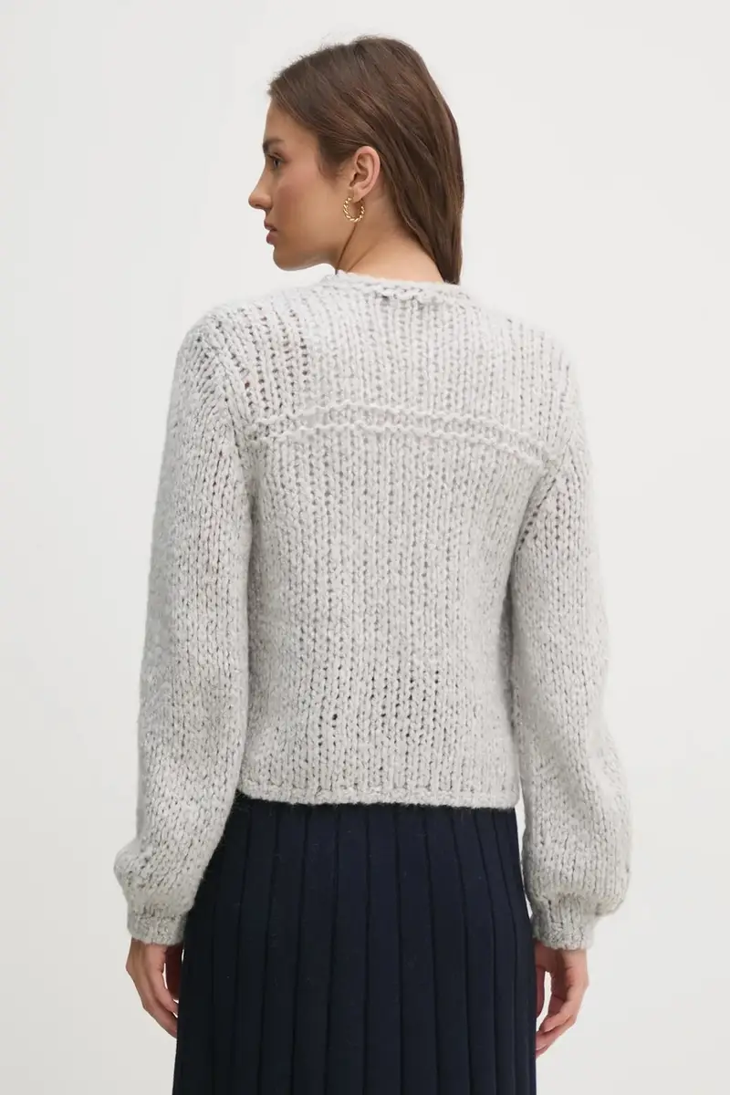 cardigan con aggiunta di lana colore grigio 90614 miniatura 3