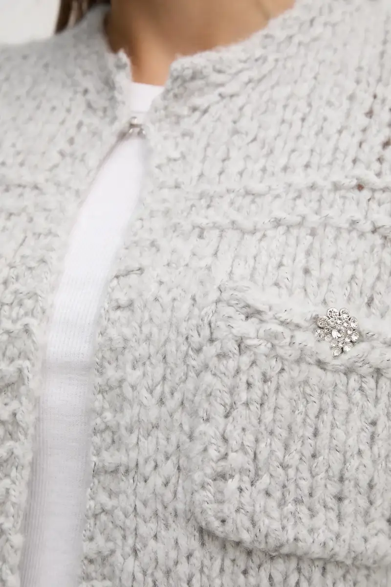 cardigan con aggiunta di lana colore grigio 90614 miniatura 5