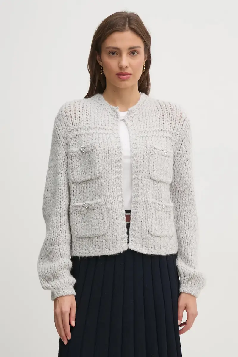 cardigan con aggiunta di lana colore grigio 90614